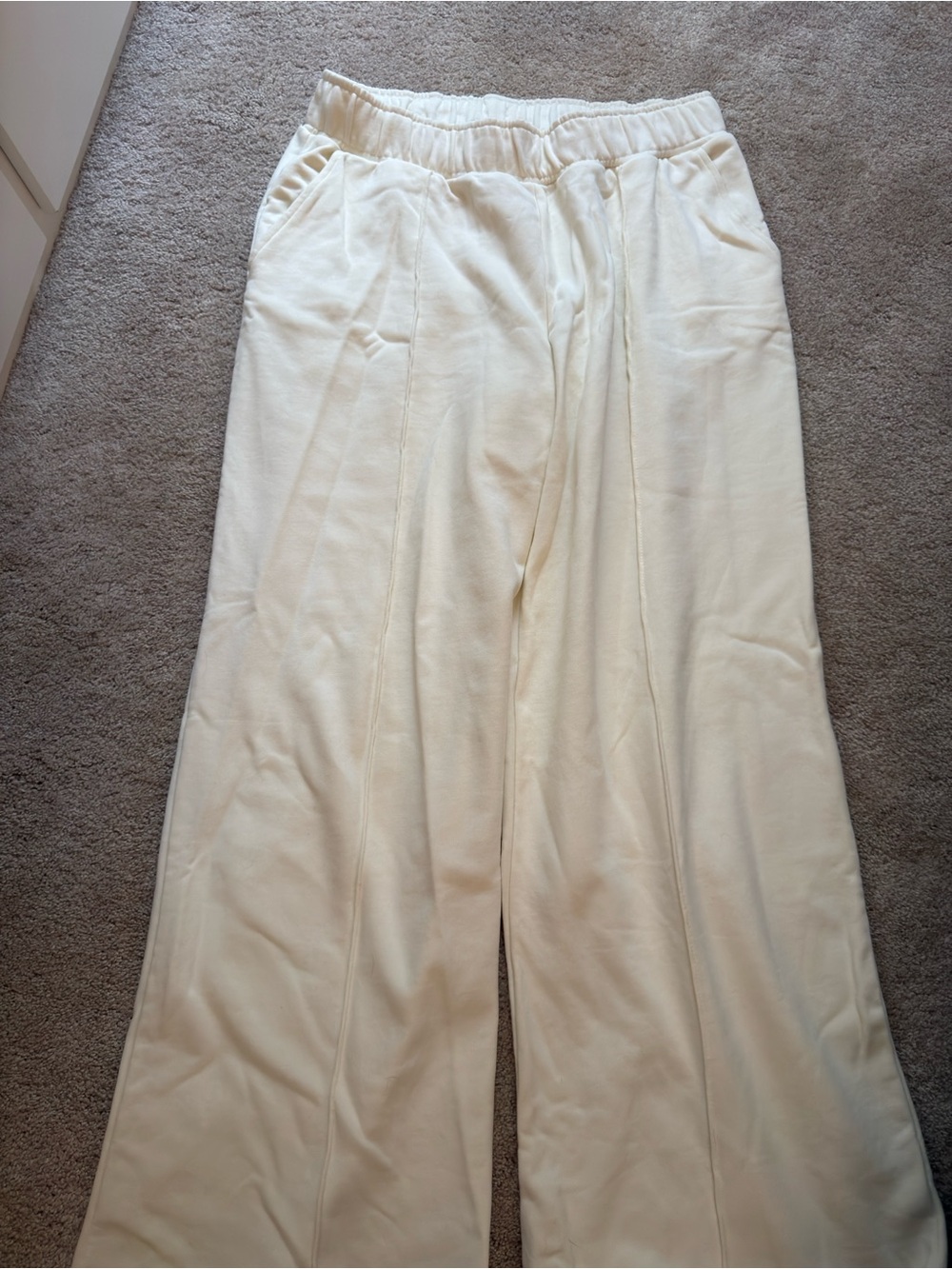 H&M Cream Wide-Leg Drawstring Pants